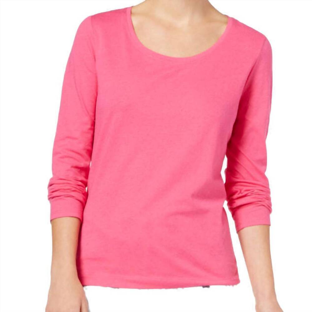 NEW JENNI BY JENNIFER MOORE women's solid fleece pajama top in pink